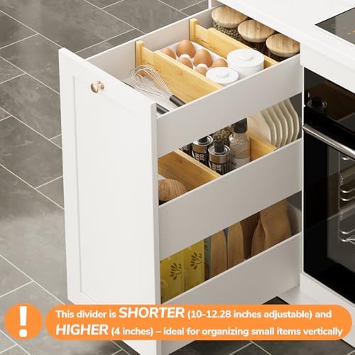 BAMEOS 4" High Bamboo Drawer Dividers - Adjustable Small Drawer Organizer - Kitchen, Dresser, Bathroom, Bedroom & Office - 4-pack - Image 7
