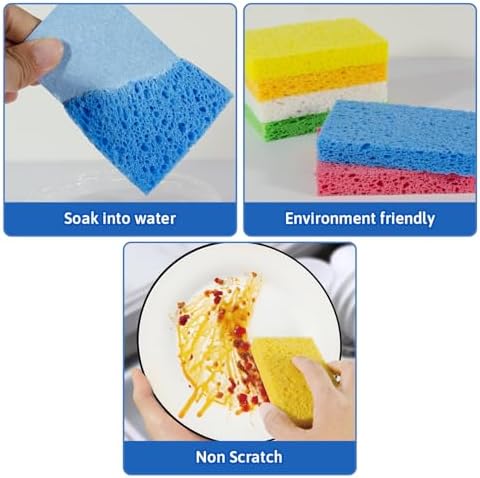 6 PCS Multi-Use Cellulose Kitchen Sponges Compressed Cellulose Sponges, Non-Scratch, Dish Sponge for Kitchen Bathroom Cars, Funny Cut-Outs DIY (6, Multicolor) - Image 7