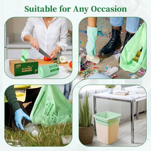 ECOLipak 13 Gallon 100 Count Compostable Kitchen Trash Garbage Bags - Image 7
