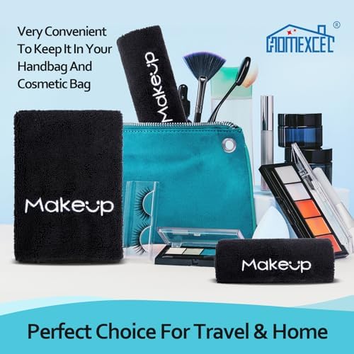 HOMEXCEL Makeup Remover Cloth 6 Pack,Premium Washable Soft 13x13 Inch Facial Cleansing Makeup Towels,Quick Dry Microfiber Face Towels Washcloths for All Skin Types,Black - Image 7