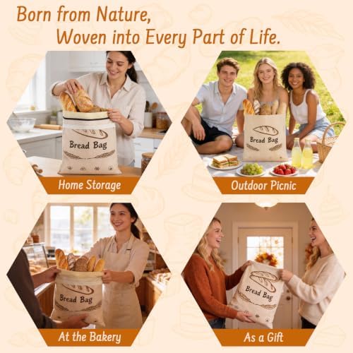 2-Pack Reusable Beeswax Bread Bags for Sourdough & HomemadeBread with Zipper, 16.5 x 13 inch bread bags for Food Storage - Image 7