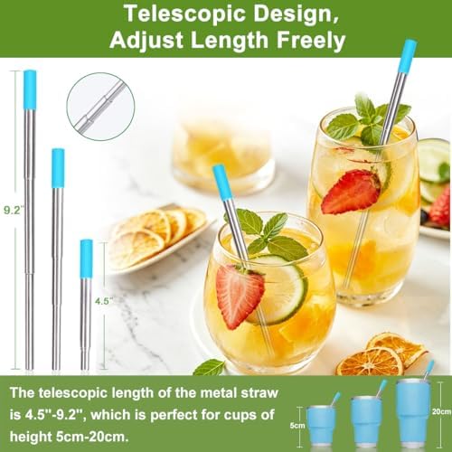 Kynup Collapsible Reusable Metal Straws, Travel Straws with Storage Cases - Image 7