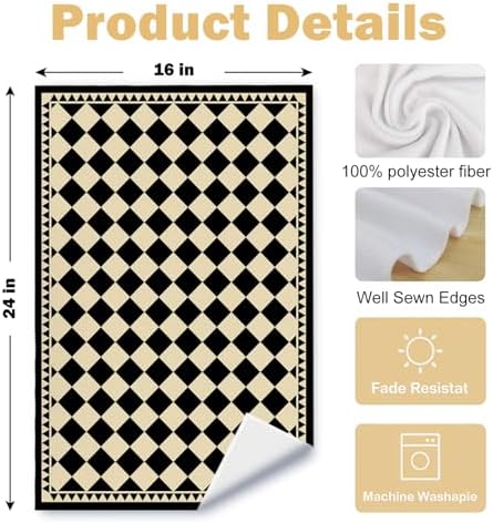 Beige Black and White Abstract Kitchen Towels, Neutral Dish Tea Towels for Kitchen Decor, Black and Cream Retro Mid Century Modern Decorative Hand Towel for Bathroom, 16x24 Inches Set of 4 - Image 6