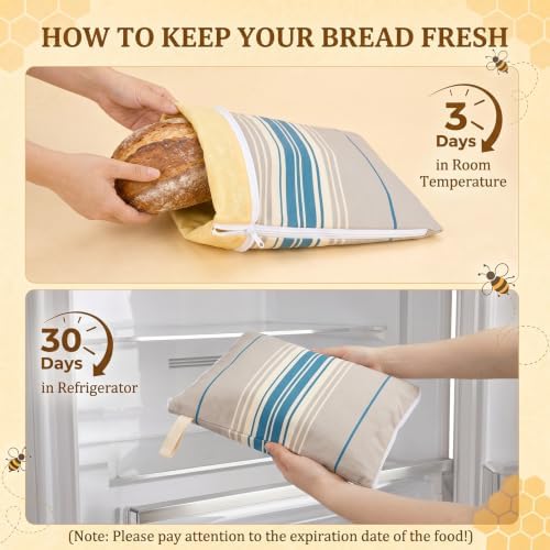 2 Pack XL Beeswax Bread Bags with Bowl Cover & Cleaning Sponge Set - Image 7