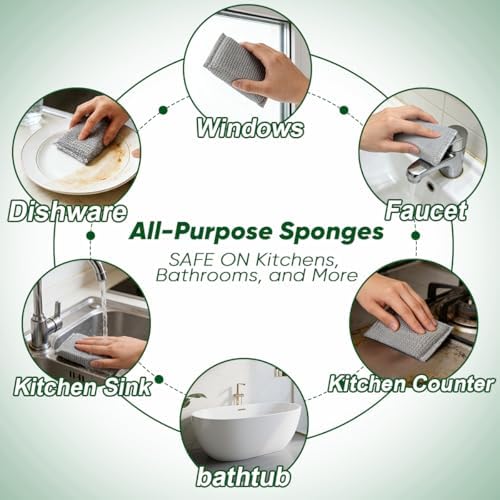 HOMEXCEL All-Purpose Sponge Pads 12PK, Non-Scratch Dish Sponges for Kitchen - Image 7