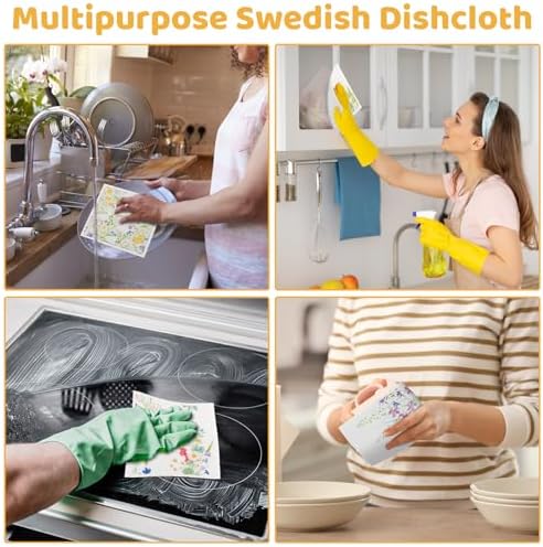 6 Pack Spring Floral Swedish Dishcloths for Kitchen, Absorbent Dish Cloths - Image 6