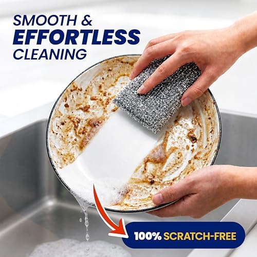 SCRUBIT Scrub Sponges for Kitchen, Non-Scratch Dish Sponges, Heavy Duty Steel Wool Scrubber Sponges Kitchen & Dishes Scrubbers (6) - Image 7