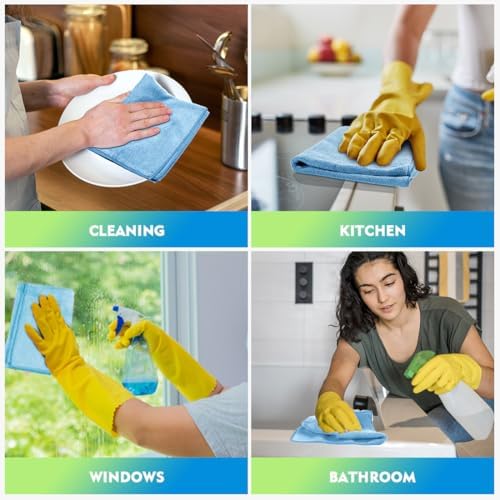 HOMEXCEL Blue Microfiber Cleaning Cloth 6 Pack 12.5 x 12.5 inch Microfiber Towels for Cars Ultra Absorbent Car Washing Cloth Lint Free Streak Free Cleaning Rags for Car, Kitchen Window - Image 6