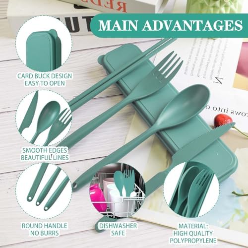 Large Reusable Travel Utensils with Case, Plastic Camping Cutlery Set - Image 6