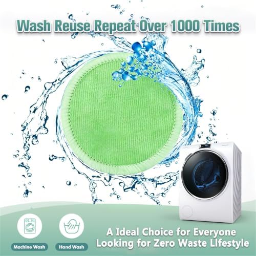 wegreeco 40 Pack Reusable Makeup Remover Pads, Washable Reusable Cotton Rounds Pads for Face, Makeup Remover Cloths for All Skin - (Grass-Green) - Image 7