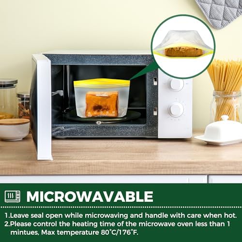 SPLF 32 Pack Reusable Food Storage Bags Dishwasher Microwave Safe - Image 7