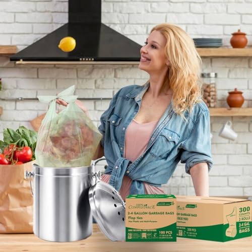 BEIDOU-PAC 3 Gallon Flap Tie Compostable Trash Bags, 100 Count Small Compost Garbage Bags, Food Scrap Waste Bags for Countertop Bin, ASTM D6400, US BPI Certified - Image 7