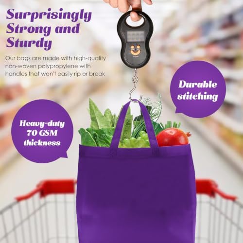 Reginary 100 PCS Non Woven Tote Bags Bulk,Black & Purple - Image 7