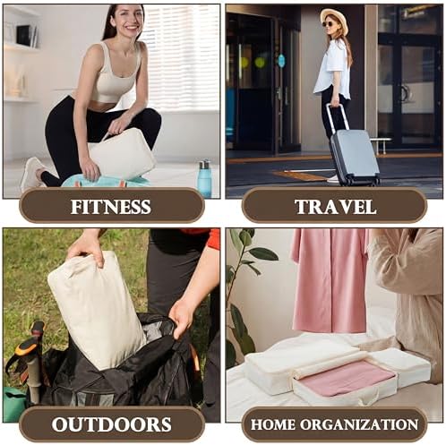 Shinymoon 3 Set 100% Cotton Packing Cubes 3 Sizes Regular Beige - Image 6