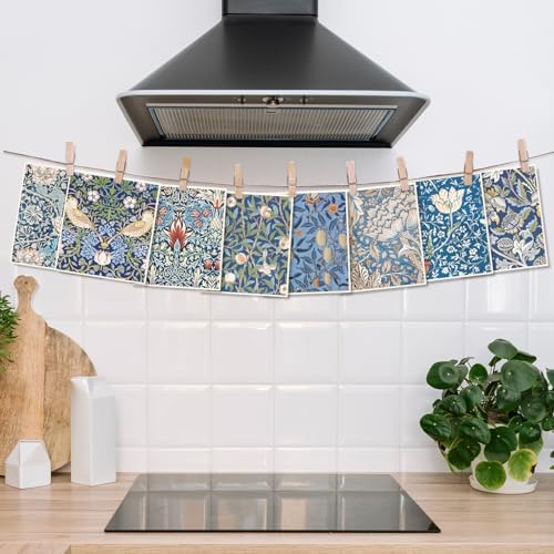 8 Pcs Foliage Swedish Dishcloths Vintage Blue Floral, 7 x 8 Inch - Image 6