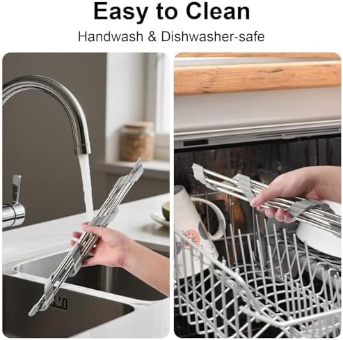 Corner Sink Caddy Triangle Dish Drying Rack for Sink Corner, Sponge Holder Roll Up Dish Drying Rack Over The Sink, Stainless Steel Kitchen Sink Organizer Drainer Mat Sponge Caddy for Counter Storage - Image 6