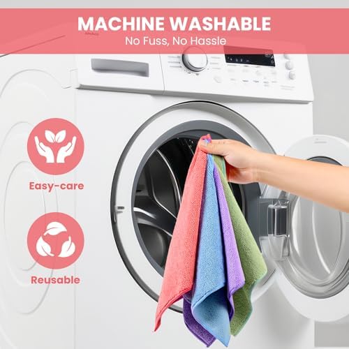 SIFANGKE Microfiber Cleaning Cloth, 34 Pack Assorted Color Cleaning Rags for Housekeeping, Colorful Reusable Microfiber Towels for Car, Kitchen, Bathroom and Household Cleaning Supplies, 11.8"X11.8" - Image 7
