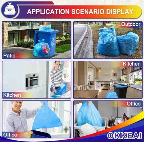 OKKEAI 8 Gallon Kitchen Trash Bags, 30L Blue Garbage Bags, 60 Count - Image 6