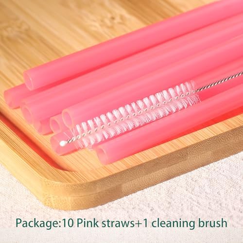 Dakoufish Replacement Straw for Stanley|Owala|Simple Modern 40oz 30oz Tumbler,10 Pack 12 Inch Pink Reusable Straws With Cleaning Brush for Stanley Cup Accessorie,BPA Free,Dishwasher Safe - Image 6