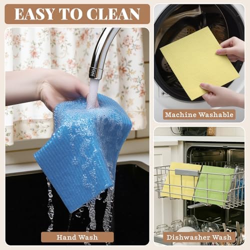Homaxy Swedish Dishcloths, 6 Pack Pure Color Reusable Paper Towels - Image 6