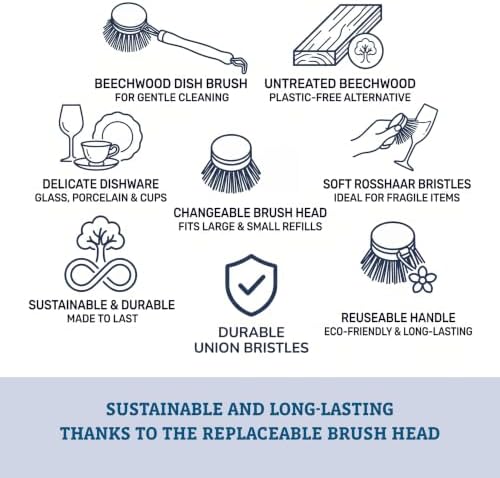 Redecker Dish Brush, Horsehair Bristles, 1-1/2 Inch Round, Single – Wooden Dish Brush for Glassware & Delicate Cleaning, Made in Germany - Image 6