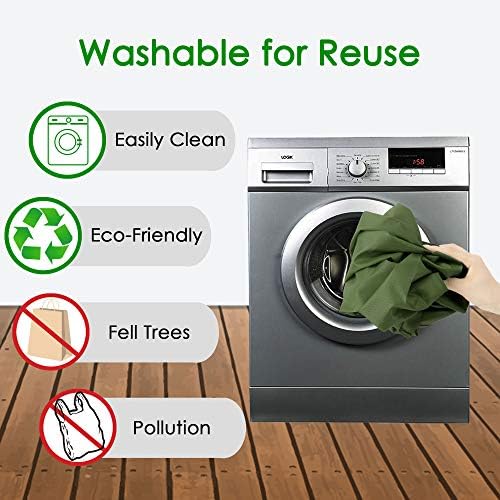 BeeGreen Green Reusable Grocery Bags Wholesale Moss Green Reusable Kitchen Bags Bulk Foldable-Machine Washable with Zipper Storage Pouch 50 Packs - Image 7