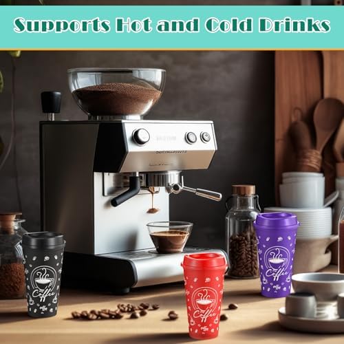 12 Sets Reusable Coffee Cups with Lids, 16oz, Multicolor - Image 6