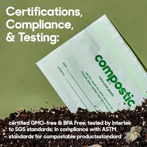 Compostic Compostable Snack Bags, Snack Size (60 Count) Starter Pack — Resealable Zip-Seal, Plant-Based, Home Compostable, Freezer Safe, BPA-Free, Non-Toxic, GMO-Free Food Storage Bags (Pack of 2) - Image 6