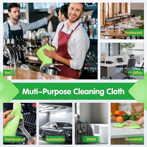 FIXSMITH Sage Green Microfiber Cleaning Cloth -Pack of 8, Highly Absorbent Cleaning Rags, 16"X12" All Purpose Cleaning Towels for Housekeeping, Kitchen, Car, Lint Free and Reusable Microfiber Towels - Image 7