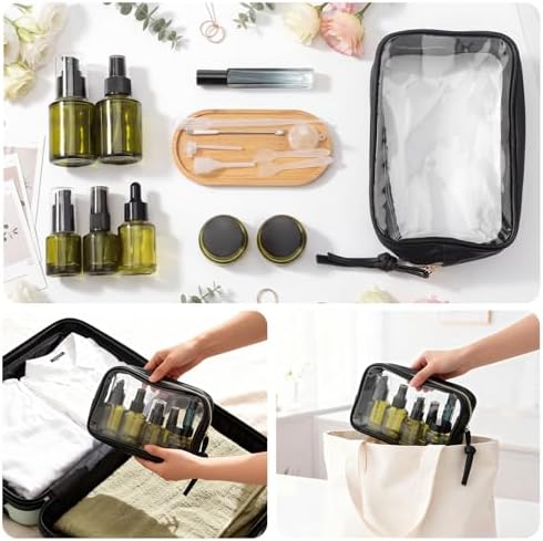 Segbeauty 8pcs Green Travel Essentials Bottles Skincare Containers Set with Makeup Bag, Empty Small Sprayer Travel Size Containers for Toiletries, Glass Dropper Bottle, Lotion Pump Bottle Cream Jar - Image 6