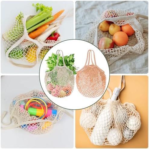 2-Pack Reusable Mesh Grocery Bags, 100% Cotton String, Long Handle Produce Bags, Fruit & Veggie Storage - Image 6