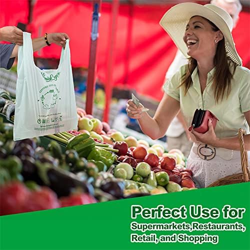 (Large) OrangeBio Certified Home Compostable Shopping Bags, 200ct, 12"x 6" x 20" (Extra Thick), Hold 20 lbs, Thank You/Grocery/Take Out/T Shirt/To-Go Bags for Retail, Grocery Store - Image 7