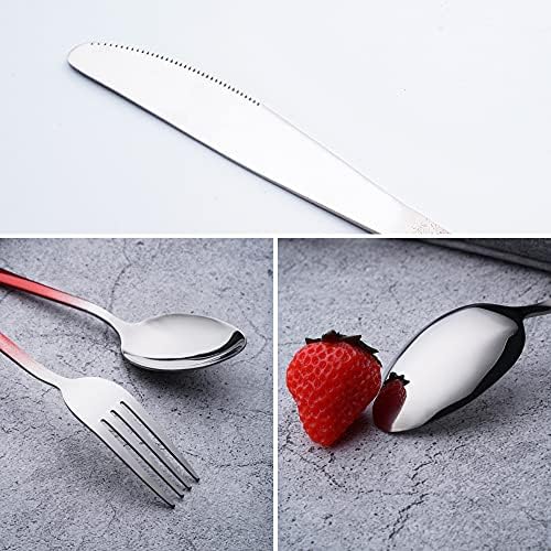 Travel Utensils Set with Case Reusable Portable Cutlery Set Stainless Steel 8pcs Including Dinner Knife Fork Spoon Chopsticks straws (Gradient Red) - Image 6