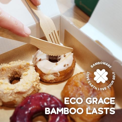 100% Bamboo Utensils - Carbonized Disposable Cutlery Biodegradable and Sanitized - Heavy Duty & Fully Functional (Variety Pack - 360 Pieces) - Image 7