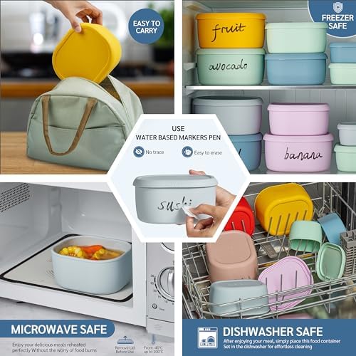 ISSEVE 12Pcs/Set Nesting Silicone Food Storage Containers with Lids - Image 6