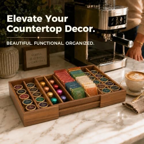 MinBoo Expandable Acacia Wood Coffee Pod Drawer Organizer - Image 7