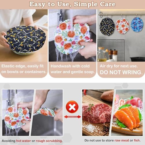 5Pcs Reusable Beeswax Elastic Bowl Covers for Bread Proofing and Food Cover - Image 6