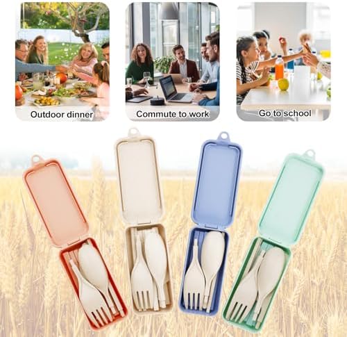 Reusable Travel Utensils Set with Case, 4 Sets Collapsible Cutlery - Image 6