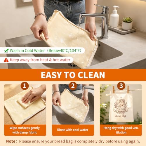 2 Pack Beeswax Bread Bags for Sourdough & Homemade, L-Zip & Buckle - Image 7