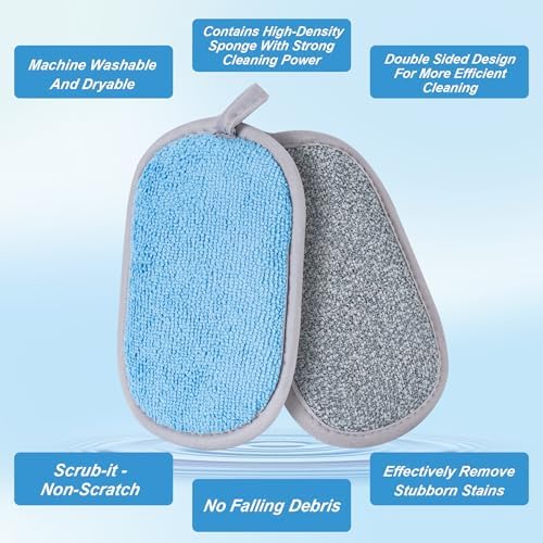 Non Scratch Scrub Sponge-6pack, Dual-Sided Sponges Kitchen(M,Gray-Blue) - Image 7