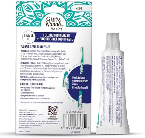 GuruNanda Folding Travel Toothbrush with Hydroxyapatite Toothpaste, 1ct - Image 7