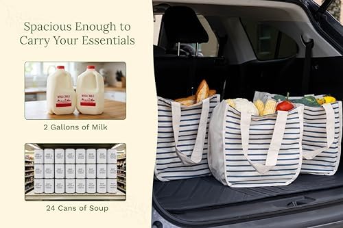 Best Canvas Grocery Shopping Bags - Cloth Grocery Tote Bags - Reusable Cotton Grocery Tote Bags with Bottle Sleeves - Image 7