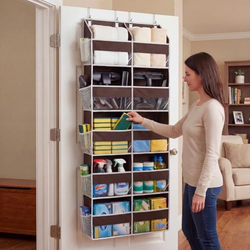 Over the Door Organizer 5 Tiers, Extra Large Behind Door Storage of 10 Compartments, 80 lbs Weight Capacity Over Door Organizer, Door Hanging Organizer for Closet, Diaper Organizer (Brown) - Image 6