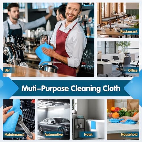 FIXSMITH Blue Microfiber Cleaning Cloth -Pack of 12, Highly Absorbent Cleaning Rags, 16"X12" All Purpose Cleaning Towels for Housekeeping, Kitchen, Car, Lint Free and Reusable Microfiber Towels - Image 7