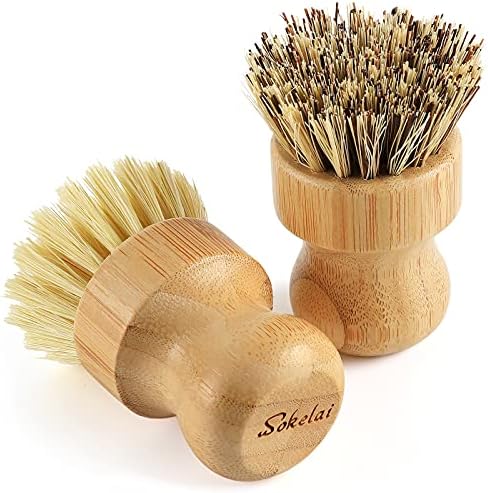 Bamboo Dish Scrub Brushes Set for Kitchen - Wooden Cleaning Scrubbers Brushes, Eco-Friendly Natural Dishes Washing Brush for Dishwashing Cast Iron Pots Pans Skillet Vegetables Sink, Set of 2 - Image 7
