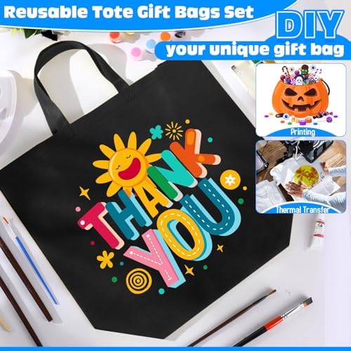 Windyun Reusable Grocery Bags Large Non Woven Shopping Bags with Handles Foldable Portable Tote, 16x6x12 Inch - Image 6