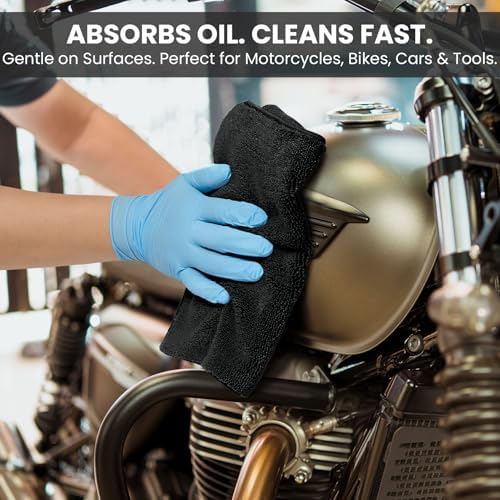 SIFANGKE Microfiber Cleaning Cloth, 12 Pack Lint-Free and Highly Absorbent Rags, Black Reusable Microfiber Towels for Car, Kitchen, Bathroom and Household Cleaning Supplies, 11.8"X11.8" - Image 7