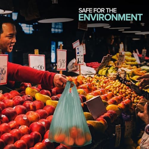 Stock Your Home Eco Grocery Bags Disposable T-Shirt Thank You Bag with Handles for Supermarket, Groceries, Produce, Shopping - Image 7