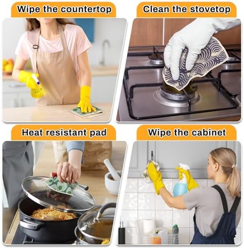 Lucomb 10 Pack Swedish Dishcloths for Kitchen, Reusable Cleaning Cloths Absorbent Non-Scratch Cellulose Sponge Cloths for Dishes Counters - Image 7