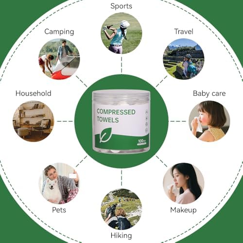 Compressed Towels - 100 Pack Compressed Cotton Hand Wipe, Portable Toilet Paper Tablets for Travel, Camping, Gym - Image 7